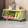Estante de Almacenamiento de Cocina Cesta para Frutas y Verduras Sala de Estar Estante de Almacenamiento para Juguetes y Snacks Carrito Pequeño Multifuncional de Pie para el Hogar
