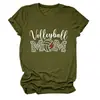 Amazon eBay sitio independiente moda casual mujer voleibol mamá estampado de leopardo cuello redondo camiseta