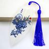 Marcador de vena de hoja, pintura tradicional china, porcelana azul y blanca, marcador creativo de vena de hoja real, estilo chino, porcelana azul y blanca, artesanía