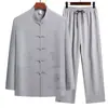 Estilo NN Papá, traje Tang delgado y ligero para hombres de mediana edad y mayores, adecuado para primavera y otoño, conjunto de manga larga estilo chino, nuevo estilo chino para personas mayores