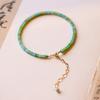 [Verde de Primavera] Pulsera de Turquesa Muy Fina Pulsera Antigua Vintage Oro K Verde Fresco Pulsera de Nicho Femenina