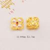 Color oro arena cuentas espaciadoras de trébol de cuatro hojas cuentas espaciadoras de imitación de jade pegajosas hebilla de conexión de doble anillo de calabaza de bambú pulsera DIY accesorios para pulsera