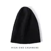 Chapéu de tricô de cashmere quente para outono e inverno, chapéu de lã duplo espessado para proteção das orelhas ao ar livre para meia-idade e idosos, unissex, circunferência da cabeça grande