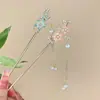 Grampo de Cabelo Dupla Flor para Mulheres, Grampo de Cabelo Estilo Chinês Novo de Alta Qualidade, Grampo de Cabelo Estilo Antigo, Flor com Franja de Pérola, Flor de Balanço em Degraus