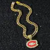 Novo Colar Pingente Corrente Diamante Completo Masculino Transfronteiriço Europeu e Americano Estilo Hip-Hop Personalizado Gotejamento de Óleo Bola de Gelo Logotipo Leopardo Selvagem