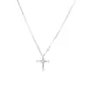 Collar Cruz Mini Chapado en Oro de 18K Plata de Ley S925, Diseño Atmosférico de Flor de Cruz, Cadena para Clavícula Estilo Suave Cadena para el Cuello