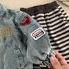 Chaqueta de Mezclilla para Niños 2025 Nuevo Otoño Estilo Coreano Atractiva Solapa Chaqueta de Mezclilla Niños Niñas Versátil