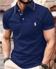 2026 Nueva Moda Camisa de Botones Transfronteriza Moda Masculina Europea y Americana Corte Ajustado Camiseta Polo de Bloques de Color para Hombre