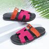 Chinelo Tio Segundo Famoso na Internet Verão 2025 Versão Alta Feminino Exterior Casual Moda Uma Palavra com Sola Grossa Velcro H Chinelos