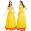 Juego de Disfraces de Halloween Princesa Crisantemo Vestido Amarillo de Corte Vestido de Espectáculo Vestir Princesa Bridget Vestido Baile