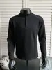 Camiseta masculina de manga longa estilo Henley desconstruído americano, estilo outono high-street, base cinza, top limpo e bem ajustado
