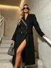 Gabardina para mujer con un toque de alta gama, nuevo estilo otoño 2026, elegante estilo para ir al trabajo, ceñida a la cintura, de doble botonadura, gabardina larga para mujer