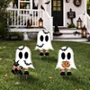 Placa de estaca de chão de fantasma branco para Halloween para decoração de quintal externo, gramado, festa de feriado, jardim Placa de estaca de chão de Halloween