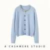 Novo cardigã de cashmere versátil estilo coreano para outono e inverno com gola de strass, cardigã de tricô feminino com botões de abotoamento simples, casaco moderno