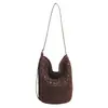 Bolsa Feminina Tecida à Mão Estilo Francês, Estilo de Férias, Casual e Versátil, Bolsa de Palha de Grande Capacidade, Bolsa de Ombro Tipo Balde de Luxo
