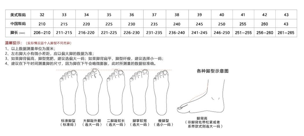 尺码表
