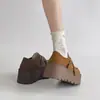 Zapatos Planos Versátiles de Suela Gruesa, Punta Redonda y Boca Profunda para Mujer en Moda Otoñal, Mocasines Retro con Diseño de Suela Gruesa, Hebilla, Slip-On