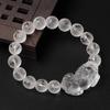 Pulseira Pixiu Mantra de Seis Palavras de Vidro Vidro Fosco Branco Mantra Pixiu Cordão Fornecimento Barraca de Rua Área Cênica Imitação Cristal Branco