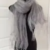 "Seda de Amora" Cachecol Longo de Seda Branco para Mulheres, Estilo de Verão, Xale de Proteção Solar, Leve, Fluido, Cachecol Versátil