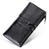 Cartera RFID para hombre, larga, de cuero genuino, de gran capacidad, de primera capa, de piel de vaca, moderna, multifuncional, tarjetero, todo en uno.