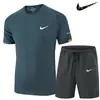 Trajes Deportivos y de Ocio para Hombre Transfronterizos, Camisetas de Manga Corta y Pantalones Cortos Transpirables de Secado Rápido para Hombre, Conjunto de Dos Piezas para Entrenamiento de Carrera y Fitness