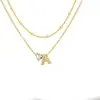 Amazon Diseño de Nicho Sentido Acero Inoxidable 26 Letras Incrustaciones de Diamante Amor Collar en Capas Letra Inicial Cadena Doble Clavícula