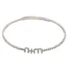 Collar de Diamante Brillante de Zirconia Accesorio para Vestido de Noche Cadena de Clavícula de Lujo Ligero con Letras de Gama Alta Moda Nicho de Lujo Ligero para Mujeres