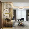 Pantalla de Acero Inoxidable de Lujo Ligero, Partición de Sala de Estar Estilo Nuevo Chino, Celosía Floral Simple Calada para Bloquear el Recibidor, Celosía Decorativa