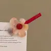 Pinza para el pelo de punto floral vintage de otoño e invierno, pinza lateral para mujer, accesorio para el pelo elegante y sofisticado, pinza para flequillo