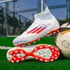 Nuevos zapatos de fútbol F50 sin costuras de punto volador transfronterizos para hombre, de caña alta para mujer estudiante, con tacos largos para césped, competición, entrenamiento, zapatos deportivos