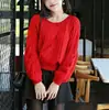 Comercio exterior europeo y americano otoño e invierno nuevo suéter de punto holgado con cuello redondo trenzado, suéter de punto para mujer estilo casual