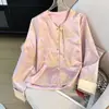 Garantia de Qualidade Seda Redutora de Idade Nova Mãe Estilo Chinês Primavera/Outono Jacquard Brocado Bordado Pesado Top Tamanho Grande Roupa Exterior Feminina