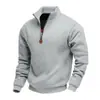 Sudadera deportiva informal de manga larga con media cremallera para hombre, estilo americano, con forro polar grueso, agradable para la piel y cálida, de Amazon transfronterizo