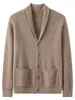 Nuevo cárdigan de cachemira para hombre, moda otoño e invierno, con cuello alto y cierre de botones, tejido para abrigar, 100% cachemira pura