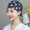 Gorro quirúrgico para hombre de algodón, gorro redondo, gorro de enfermera para quirófano, gorro quirúrgico con estampado, gorro de trabajo ajustable para mujer doctora