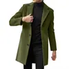 Novo Casaco de Lã Casual de Comprimento Médio para Homem, Cardigan de Botão Único, Gabardine Casual para Homem