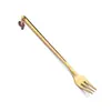 Juego de Tenedor y Cuchara de Acero Inoxidable Navideño L Transfronterizo con Colgante de Fresa Lindo Cuchara de Postre Tenedor de Fruta Cuchara de Café Caja de Regalo