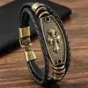 Nova Pulseira Trançada de Couro Fivela de Liga Moda Retrô Europeia e Americana Mais Vendida Fábrica Direta de Pulseiras de Couro