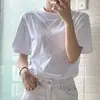 Camiseta de Manga Corta de Algodón Puro para Mujer Verano 2026, Estilo Coreano Holgada, Tallas Grandes, Hombro Normal, Top Base, Manga Media