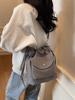 Bolsa de Lona para Mulheres 2026 Novo Estilo Coreano Moda Bolsa Saco de Cordão Casual Versátil Bolsa de Ombro Transversal Tendência