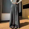 Ropa de mujer: Traje de rayas con pantalón ancho para mujer, colección otoño 2026, con diseño de corbata, fluido, adelgazante, pierna ancha, pantalón de falda largo hasta el suelo