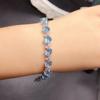 Nueva pulsera plata s925 incrustada topacio azul suizo natural incrustación completa ovalada 5*7mm Joker