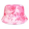 Novo em estoque chapéu de pescador com tie-dye pintado transfronteiriço, chapéu de dupla face masculino e feminino, chapéu de proteção solar casual para áreas externas, dois usos