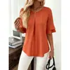Blusa Casual Cómoda de Manga Corta con Volantes de Doble Capa para Mujer, Estilo Europeo y Americano, Transfronteriza, de Venta Caliente Primavera/Verano 2026, Holgada, Adelgazante