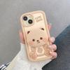 Funda para teléfono móvil Apple 13/14/15 con soporte tridimensional de oso para iPhone 16 Pro Max, linda funda de silicona anticaídas de 12 pulgadas.