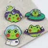 Insignias Metálicas de Animales de Dibujos Animados, Broches Lindos de Rana Astronauta, Decoraciones de Bolsas de Pareja Modernas y Versátiles