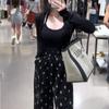 Pantalones Casuales de Pierna Ancha Rectos Estilo Hot Girl para Mujer Primavera y Otoño Nuevos Versátiles Estampados Sueltos Aspecto Adelgazante Pantalones que Arrastran el Suelo