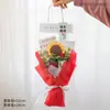 Presente para o Dia da Mulher: Buquê de Fios de Crochê Girassol Feito à Mão, Flor Rosa Finalizada, Flor Eterna para o Dia da Mulher