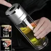Copo de abertura rápida para carro, abertura da tampa com um botão, copo de água de vidro isolado, separação de chá e água, copo para infusão de chá, copo de água, copo de presente