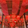 Cortina Transparente Decoración Tela Impermeable Fondo de Boda Techo Estilo Antiguo Rojo Techo de Boda Transmisión en Vivo Cortina Estilo Chino Gasa Flotante